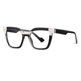 Carmine Vintage TR90 Eyeglasses Cat Eye Frames Southood Black White